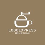 画像4: コーヒーミルとカップのラインアートロゴ (4)