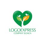 画像1: ハートと鳥の成長ロゴ (1)