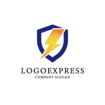 画像1: シールドと稲妻のパワフルロゴ (1)