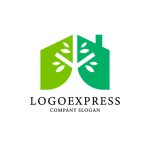 画像1: 木と家が融合したエコハウスロゴ (1)