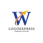 画像1: W字と飛行機のグローバルとトラベルロゴ (1)