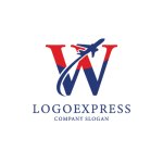 画像3: W字と飛行機のグローバルとトラベルロゴ (3)