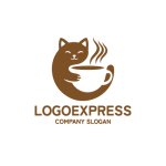 画像1: 猫とコーヒーの癒しロゴ (1)