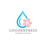 画像1: 水滴と桜の花が調和する癒しのロゴ (1)