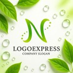 画像9: 流れるようなN字とドットのオーガニック成長ロゴ (9)
