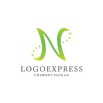 画像1: 流れるようなN字とドットのオーガニック成長ロゴ (1)