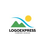画像1: 山と太陽、川が織りなす自然のハーモニーロゴ (1)
