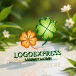 画像12: 二色の四つ葉のクローバーで幸運を呼ぶロゴ (12)