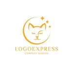 画像3: 猫と星が輝く上品なモノクロロゴ (3)