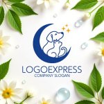 画像9: 三日月と犬猫が寄り添う夜の癒しロゴ (9)