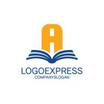 画像1: A字と本が融合した知性と成長のロゴ (1)