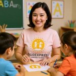 画像5: 太陽の下でハイタッチする子供たちのハッピーロゴ (5)