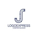 画像1: J字とパイプラインが融合したインフラ建築ロゴ (1)