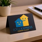 画像6: 笑顔の家が並ぶハッピーな住まいロゴ (6)