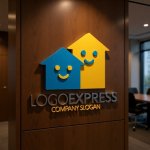 画像9: 笑顔の家が並ぶハッピーな住まいロゴ (9)