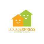画像3: 笑顔の家が並ぶハッピーな住まいロゴ (3)