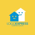 画像4: 笑顔の家が並ぶハッピーな住まいロゴ (4)