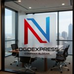画像11: N字の幾何学的先進的連結ロゴ (11)