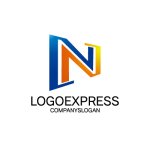 画像1: N字の幾何学的先進的グラデーションロゴ (1)