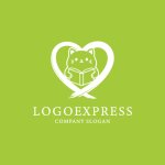 画像4: ハートと読書する猫のロゴ (4)