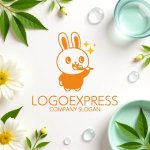 画像9: 歯磨きをするうさぎのかわいいロゴ (9)