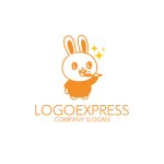 画像1: 歯磨きをするうさぎのかわいいロゴ (1)