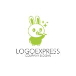 画像3: 歯磨きをするうさぎのかわいいロゴ (3)