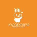 画像4: 歯磨きをするうさぎのかわいいロゴ (4)