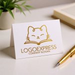 画像16: 本をめくる猫のかわいいロゴ (16)