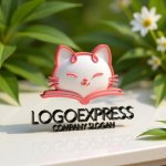 画像12: 本をめくる猫のかわいいロゴ (12)