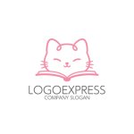画像1: 本をめくる猫のかわいいロゴ (1)