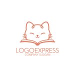 画像3: 本をめくる猫のかわいいロゴ (3)