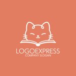画像4: 本をめくる猫のかわいいロゴ (4)