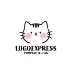 画像1: ほっぺがキュートな猫のイラストロゴ (1)