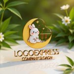 画像12: 月の上でピアノを弾くうさぎの夢かわいいロゴ (12)