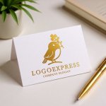 画像16: クローバーを運ぶ小鳥のかわいいロゴ (16)