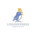 画像1: クローバーを運ぶ小鳥のかわいいロゴ (1)