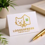 画像16: 猫と家をモチーフにした温かみのあるロゴ (16)