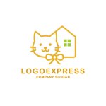 画像1: 猫と家をモチーフにした温かみのあるロゴ (1)
