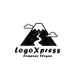 画像1: 富士山と小道が描かれた手書き風の温かみあるロゴ (1)