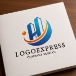 画像14: ビル群が「H」を描く先進的な不動産建築ロゴ (14)