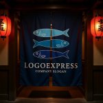 画像15: 三層に並ぶ魚のシンプルでモダンなロゴ (15)