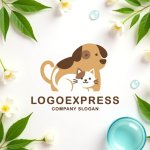 画像9: 犬と猫が仲良く寄り添うペットロゴ (9)