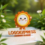 画像12: 太陽のような花がほほえむ、元気いっぱいのキャラクターロゴ (12)