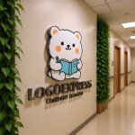 画像15: 本を読むシロクマの愛らしいロゴ (15)