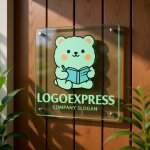 画像11: 本を読むシロクマの愛らしいロゴ (11)