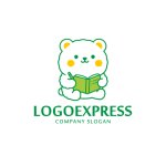 画像3: 本を読むシロクマの愛らしいロゴ (3)