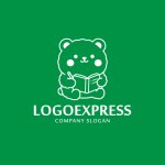 画像4: 本を読むシロクマの愛らしいロゴ (4)