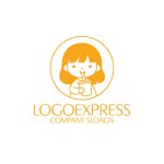 画像1: ドリンクを飲む女の子のキュートなロゴ (1)
