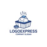 画像1: 温泉を楽しむおにぎりのキャラクターロゴ (1)